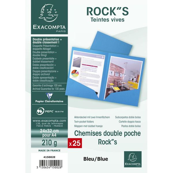 Cartella Exacompta Rock's, Din A4, Cartone, Blu-image