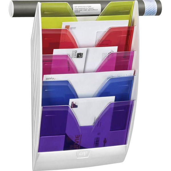 Cep Portadepliant Da Parete Happy, Din A4, 5 Cartelle, Colorato-image