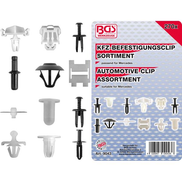 Bgs Assortimento Di Clip Di Fissaggio Per Veicoli Per Mercedes-Benz 270 Pezzi - 9043-image