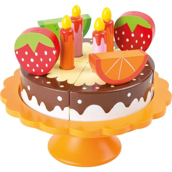 Small Foot 10167 Accessori Da Cucina Per Bambini, Torta Di Compleanno In Legno, Colorata, 13 Pezzi (1 Set)-image