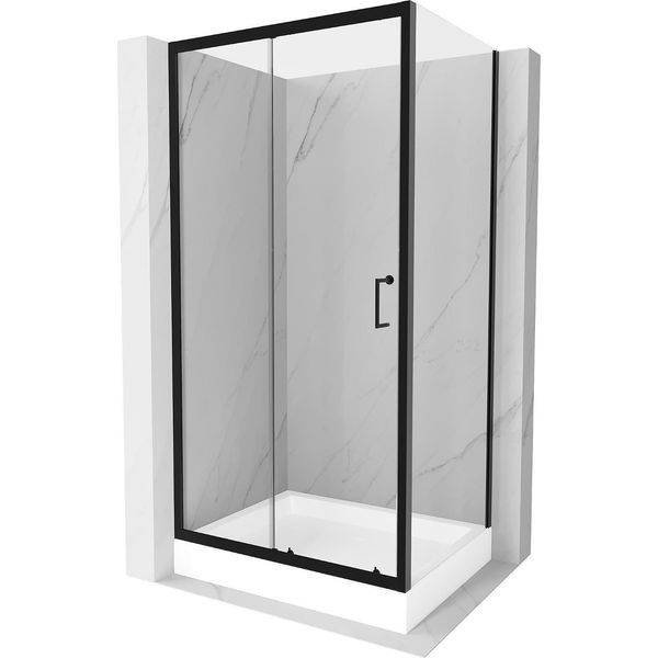 Mexen Apia Cabina Doccia Scorrevole 120 X 80 Cm, Trasparente, Nera + Piatto Doccia Rio - 840-120-080-70-00-4510-image