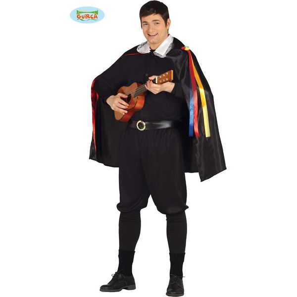 Costume Da Matto Medioevale Da Trovatore Carnevale Mondo Culture Avventura Gioco Di Ruolo Divertimento Mantello Colorato Musicista Cappotto Tradizione, Taglia: 48 - 50 (M) Colore: Nero-image