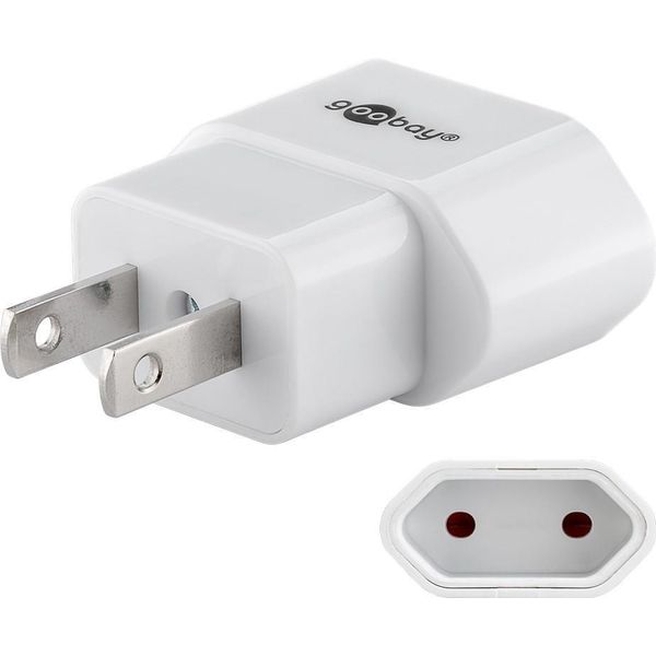 Goobay 45345 Adattatore Di Rete, Bianco - > Spina Usa/Giappone (Tipo A, Nema 1-15, 2 Poli)-image