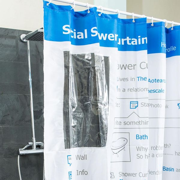 Tenda Da Bagno Per Doccia; Tenda Da Bagno Impermeabile, Lavabile E Antimuffa In 100% Poliestere - Social Media 180X180Cm-image