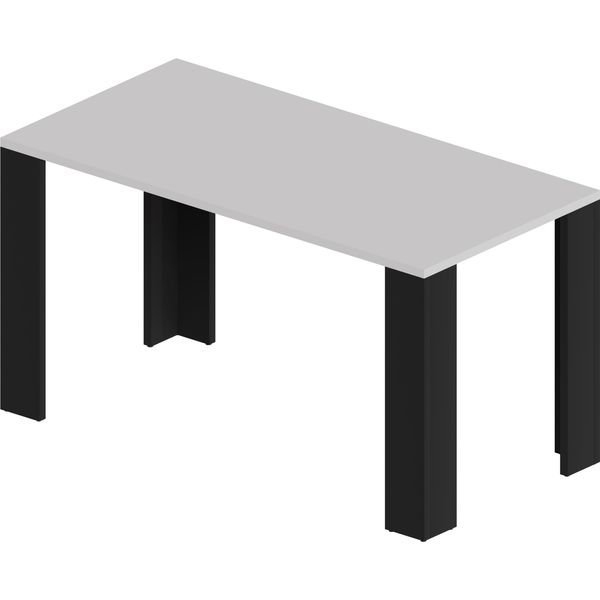 Pokar Tavolo Da Pranzo, Tavolo Da Pranzo, Tavolo Da Cucina, Scrivania, Dimensioni: 120X60, Colore: Bianco + Nero-image