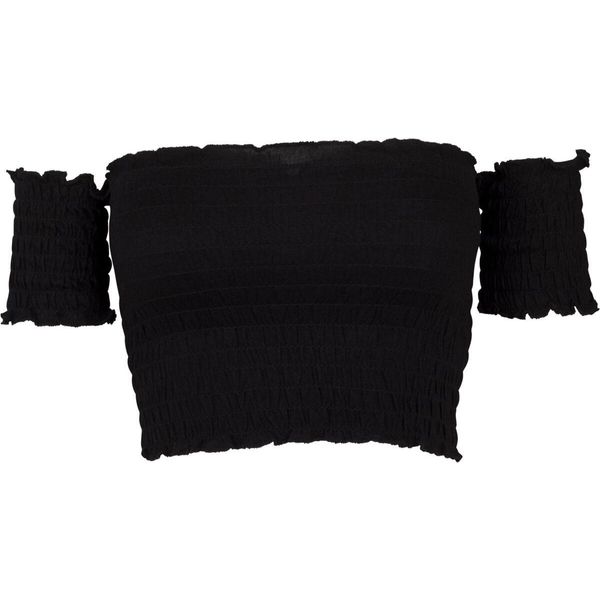 DáMské TíLko Urban Classics Ladies Cropped Cold Shoulder Smoke Top Nero - L-image