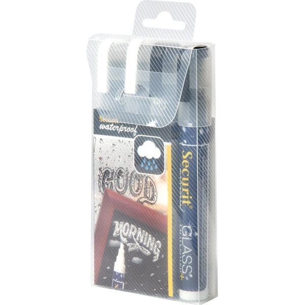 Securit Pennarello A Gesso Impermeabile Medio, Confezione Da 4 Pezzi, Assortiti-image