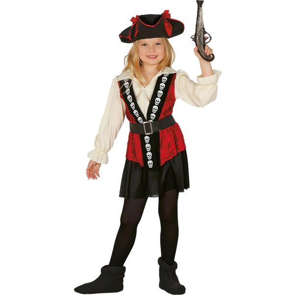 Pirata Avventura Capitano Costume Cappello Cranio Cintura Carnevale Bambini Carnevale Mappa Del Tesoro Rosso Nero, Taglia: 140/146 Colore: Grigio-image