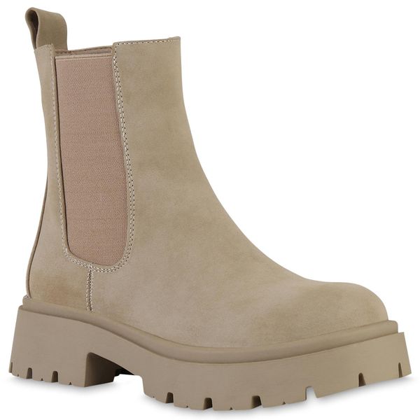 Van Hill Donna Stivali Con Plateau Stivaletti Suola Profilata 840280, Colore: Khaki, Taglia: 36-image