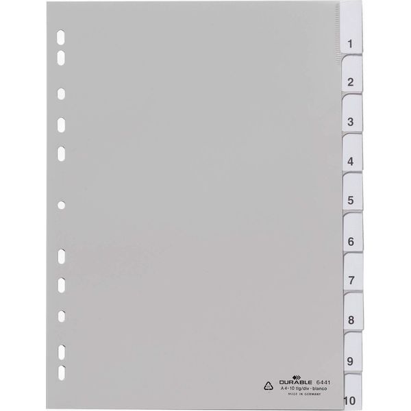 Durable Divisorio A4 In Pp 10 Tasti Termosaldati Con Indice, Grigio, 644110-image
