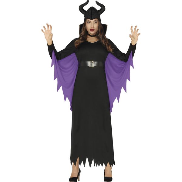 Fiaba Creatura Magica Insignia Medio-Alto Fantasia Magica Strega Halloween Costume Vestaglia Mistica Nero Cappotto Festa Medievale, Taglia: 42 - 44 (L) Colore: Nero-image