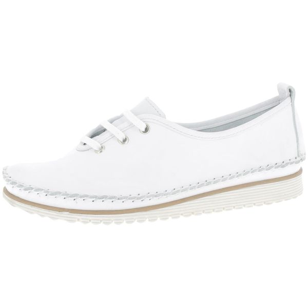 Andrea Conti Scarpa Donna In Pelle Stringata Scarpa Bassa Tacco A Zeppa Strisce Colorate 0023626, Misura:40 Eu, Colore:Bianco-image