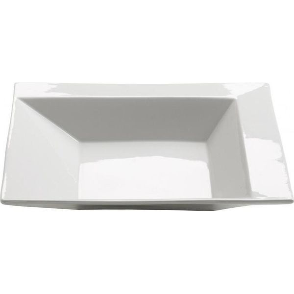 Maxwell & Williams Ziiz Piatto Fondo Quadrato, Zuppiera Quadrata, Piatto Fondo, Piatto Per Insalata, Porcellana, Bianco, 22 Cm, RP40122-image