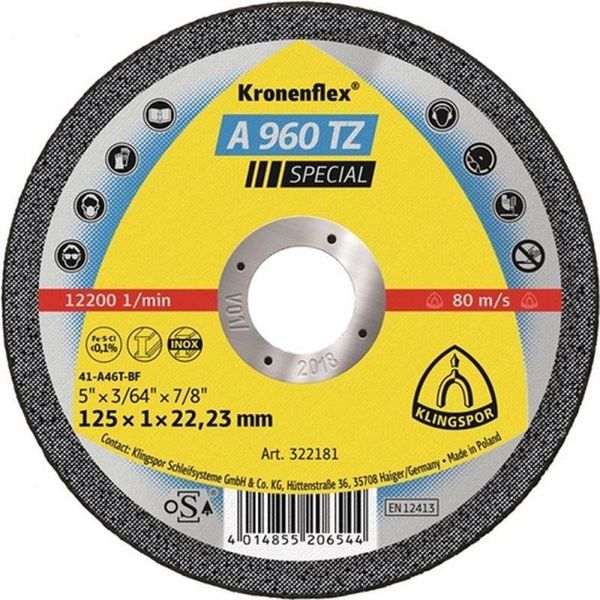 Disco Da Taglio A 960 Tz Special D115X1Mm Ger.Inox Bohr.22,23Mm Klingspor-image