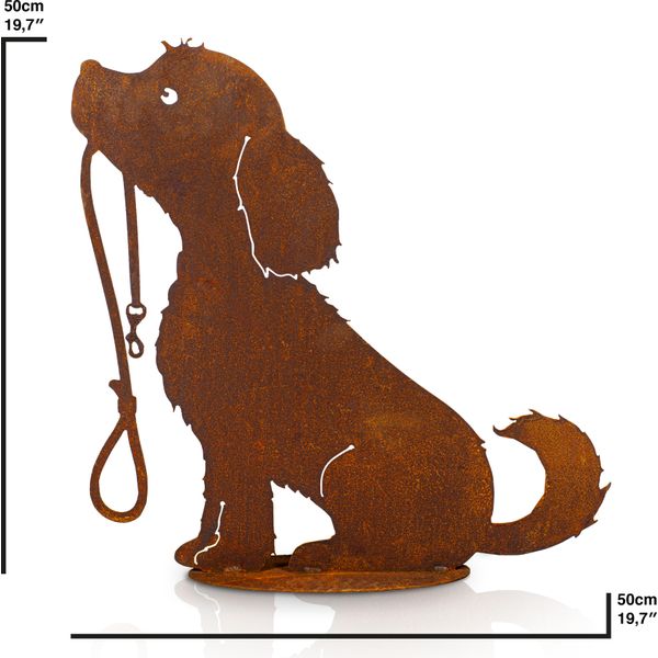 Figura Di Cane Da Giardino, In Metallo Con Effetto Ruggine-image