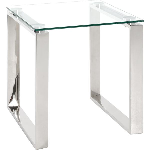 Haku MöBel Tavolino In Acciaio Inox - Acciaio Inox, Vetro Di Sicurezza 8 Mm, L/H/D: 42X45X42 Cm-image