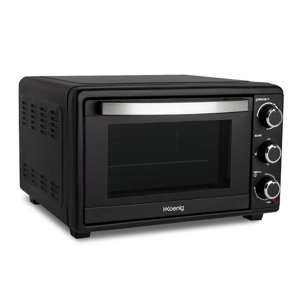 H.Koenig FO25 Forno Elettrico Da Tavolo, Capacità 25 Litri, 1500 W, 4 Modalità, Temperatura Fino A 230 °C, Tempo Fino A 60 Minuti, Termostato, Acciaio Inox, Nero-image