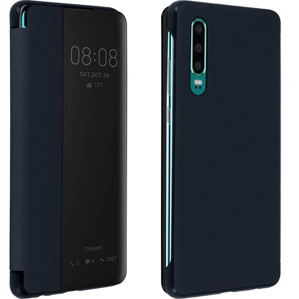 Flip Cover Con Finestra Smart View Per Huawei P30 - Blu Scuro-image
