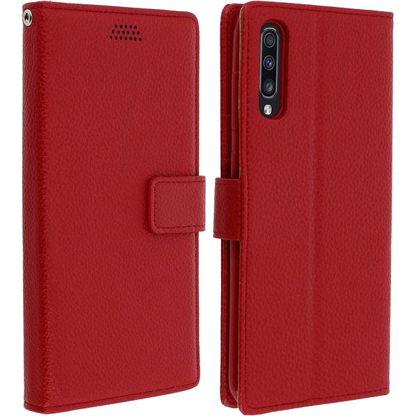 Samsung Galaxy A70 Flip Cover Con Slot Per Schede E Funzione Stand - Rosso-image
