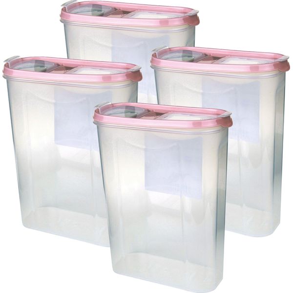 Barattoli Con Coperchio Da 2,8 Litri (Confezione Da 4 / Rosa Antico), Contenitore Ermetico Per Alimenti Sfusi Senza Bpa, Set Di Contenitori Per Alimenti - Barattoli Per Alimenti Con Coperchio A Cerniera-image