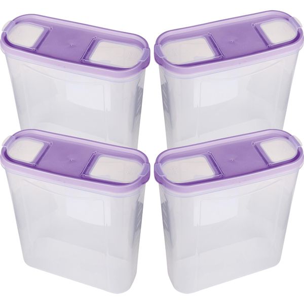 Barattoli Per La Conservazione Con Coperchio 4,5 Litri (Confezione Da 4 / Viola), Contenitore Ermetico Per Alimenti Sfusi Senza Bpa, Set Di Contenitori Per La Conservazione - Barattoli Per La Conservazione Degli Alimenti Con Coperchio A Cerniera-image