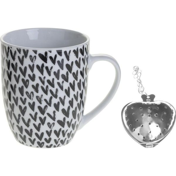 Amor Tazza Da Tè In Porcellana 360 Ml Cuore Nero-image