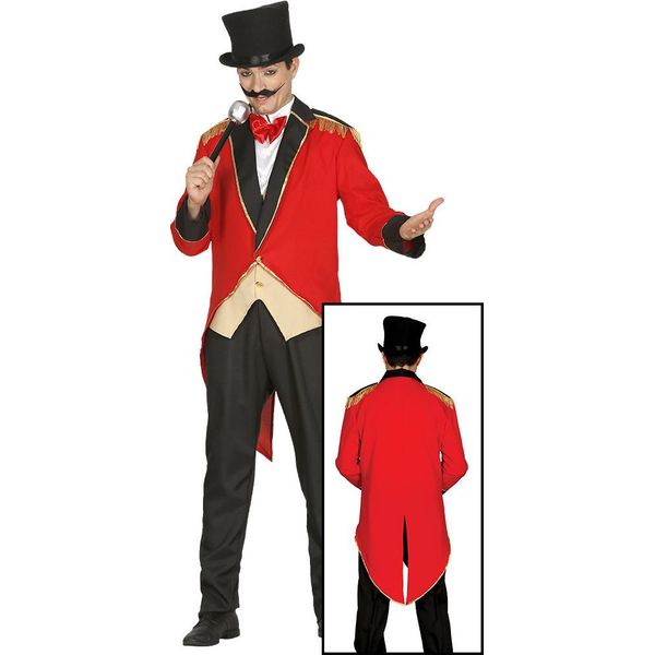 Costume Da Ringmaster Carnevale Xix Secolo Eleganza Classica, Taglia: 48 - 50 (M) Colore: Rosso-image