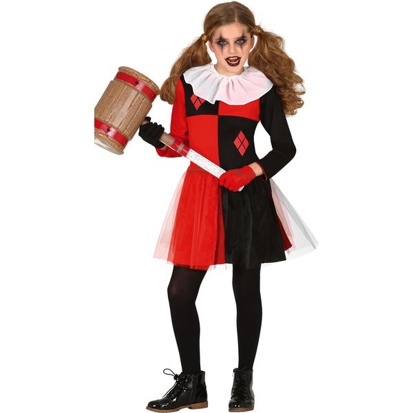 Mr Smile Costume Da Arlecchino Eroico Personaggio Fantasioso Avventura Per Halloween Bambini Spettacolo, Taglia: 140/146 Colore: Rosso-image