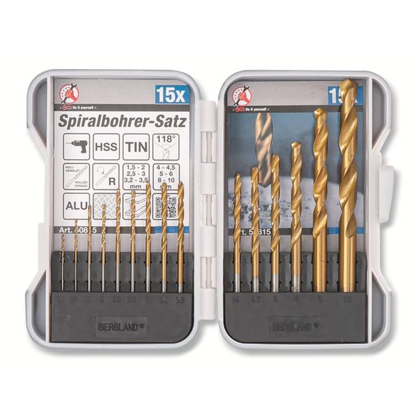 Set Di Punte Elicoidali Bgs Technic - Nitruro Di Titanio - 15 Pezzi - 50815-image