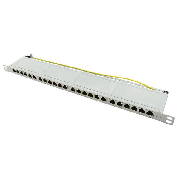 Logilink Professional NP0062 Pannello Patch 19" Logilink Cat. 6A, 24 Porte, Grigio Chiaro, 0,5 U"-image