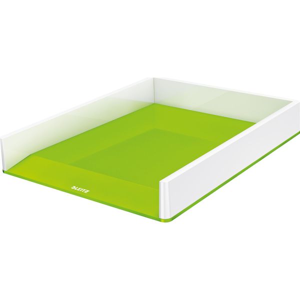 Leitz 5361-10-54 5361 Wow Duo Colour Vassoio Per Lettere - A4, Polistirolo, Verde/Bianco-image