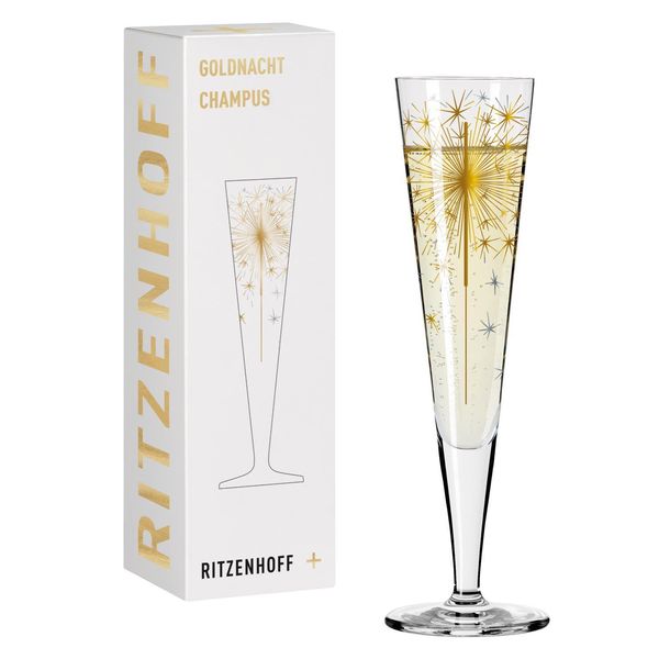 Ritzenhoff Champagnerglas Goldnacht Champagner 005, Petra Mohr, Kristallglas, 205 Ml, 1078268-image