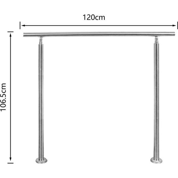 Corrimano In Acciaio Inox Vingo, 120 Cm In Acciaio Inox Spazzolato, Ringhiera Per Scale Senza Traverse Per Uso Interno Ed Esterno-image