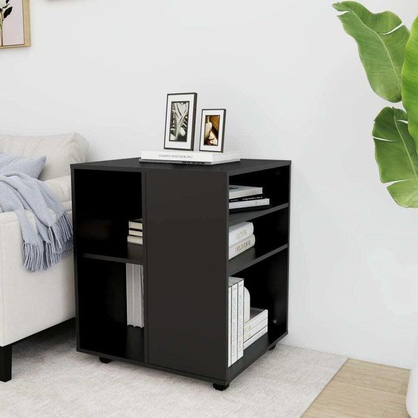 The Living Store Armadio A Rotelle Nero 60X53X72 Cm In Materiale Ligneo-image