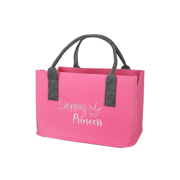 Gilde Tasche, "Shopping Princess"", Kronenmotiv, Schriftzug, Filz, Pink, , L. 26 Cm, B. 40 Cm, H. 25 Cm 50805/Abverkauf Nur Solange Vorrat Reicht"-image