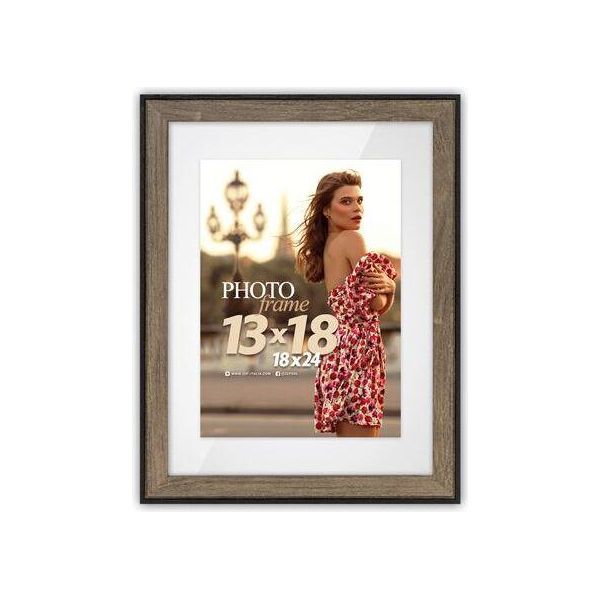 Portafoto Zep Mdf Roma Marrone 15X20 Cm Con Tappetino 10X15 Cm-image