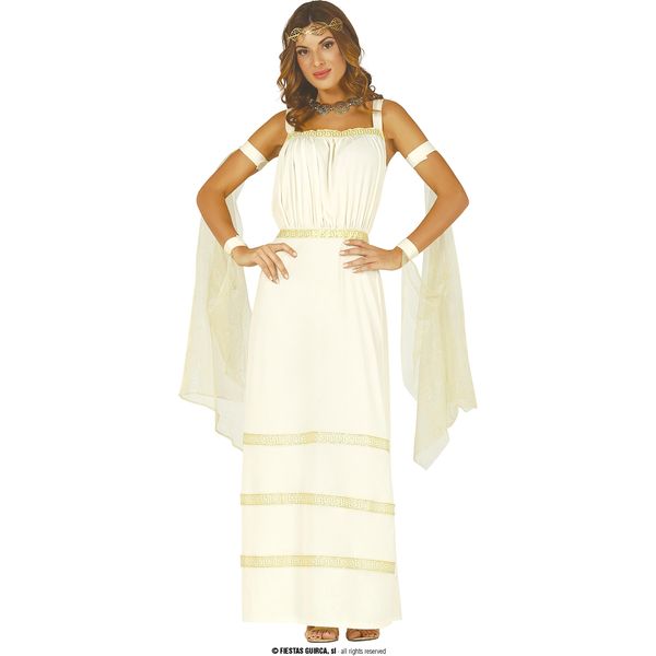 Costume Carnevale Antico Dea Greca Romana Abbigliamento Elegante Mitologia Carnevale Festival Dee Stile Travestimento Chic Bello, Taglia: 36 - 38 (S) Colore: Bianco-image