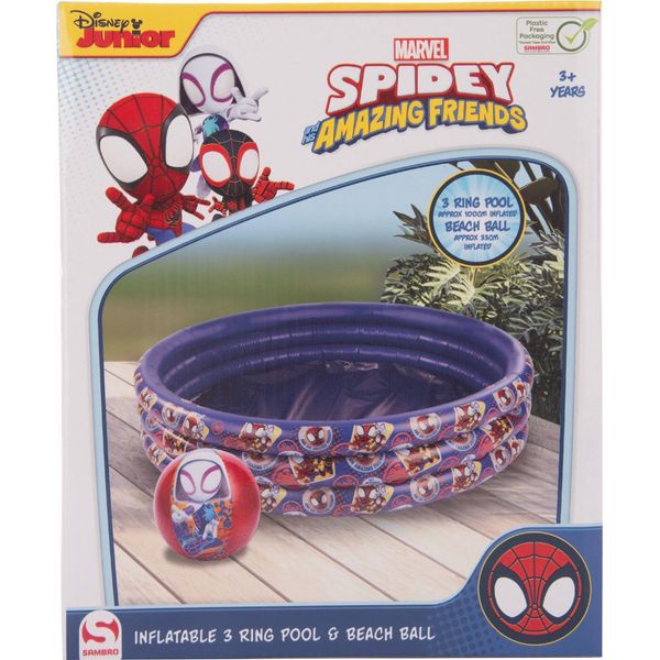 Disney Spidey E Gli Amici 3 Anelli Piscina + Pallone Da Spiaggia Blu Scuro/Rosso-image