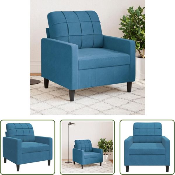 The Living Store Poltrona Blu 60 Cm In Velluto-image