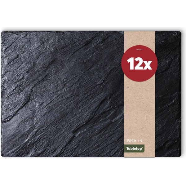 Set Di 12 Tovagliette Lavabili Effetto Ardesia Effetto Pietra-image
