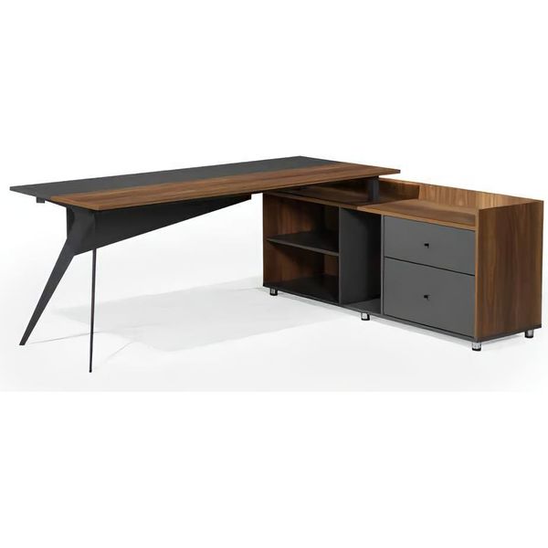 Scrivania Con Armadio Scrivania Per Ufficio Marrone Grigio Mobili Per Ufficio-image