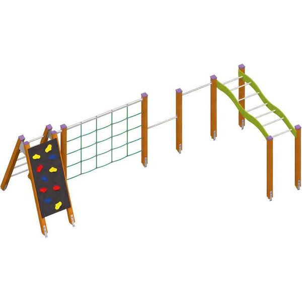 Parco Giochi Percorso Di Equilibrio Ponte Sospeso Attrezzature Per L'allenamento Barre Parallele Terreno D'avventura-image