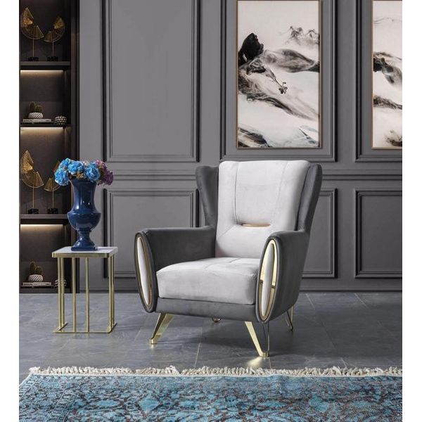 Poltrona Grigio Design Divano Divano Seduta Relax Tessile Lounge Club Tappezzeria-image