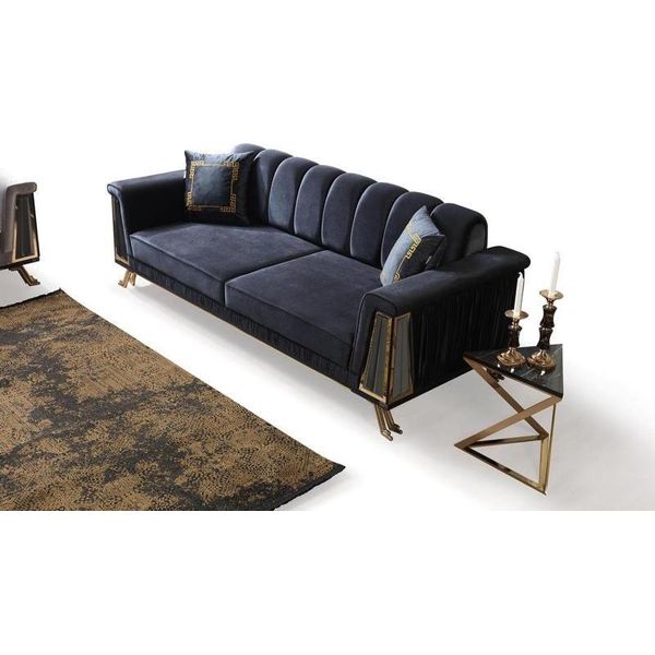 Divano Nero A Tre Posti Lounge Divano A 3 Posti Design Divani Imbottiti-image