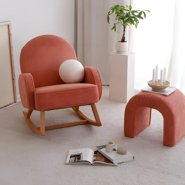 Poltrona Imbottita Poltrona Soggiorno Tessuto Rosso Design Monoposto-image