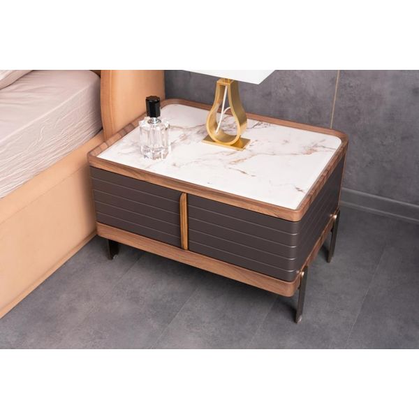 Comodino Comodino Cassettiera Comodino Tavolino Acciaio Inox Bianco Grigio-image