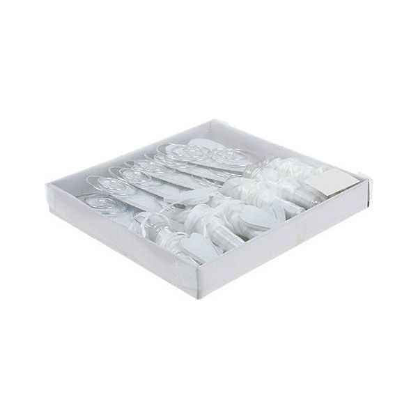 Appendino A Cuore Con Tubo Per Decorazione Di Banchi Di Chiesa, 18 Cm, Set Di 6, Argento/Bianco-image
