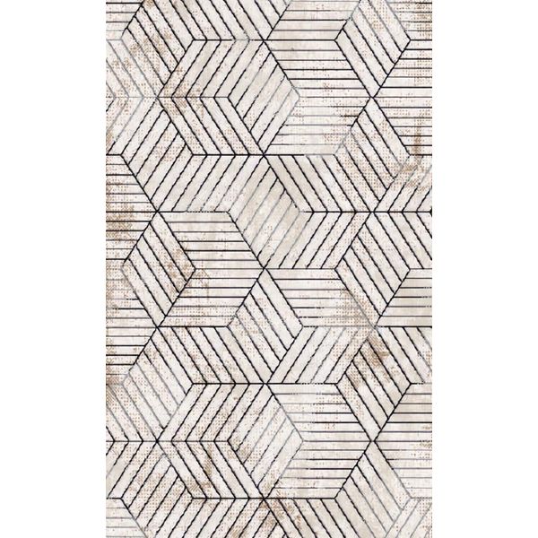 Tappeto Moderno A Pelo Corto Marrone Bianco Motivo Geometrico Soggiorno Corridoio-image