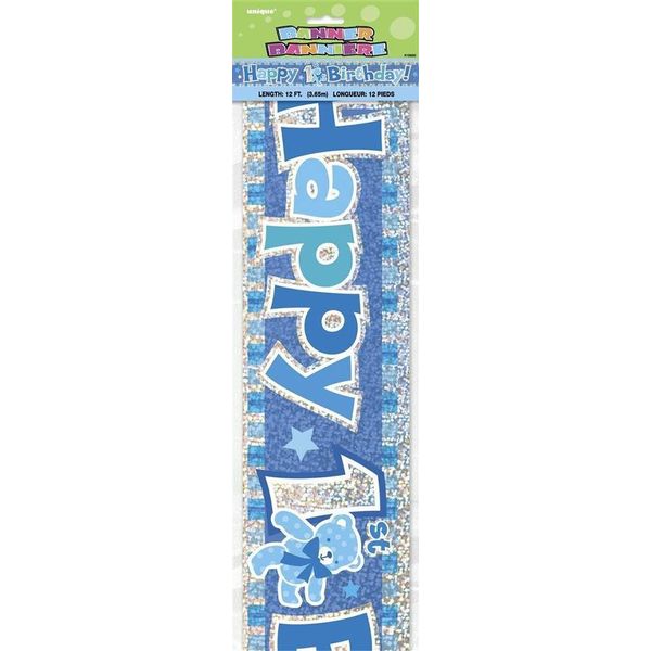Unique Party - Prisma - Bandiera "Buon 1° Compleanno"" - Foil SG38779 (Taglia Unica) (Blu)"-image