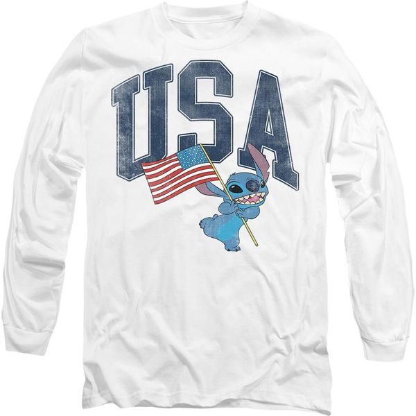 Lilo & Stitch - Maglietta Usa Per Uomo/Donna Unisex Manica Lunga TV19874 (M) (Bianco)-image